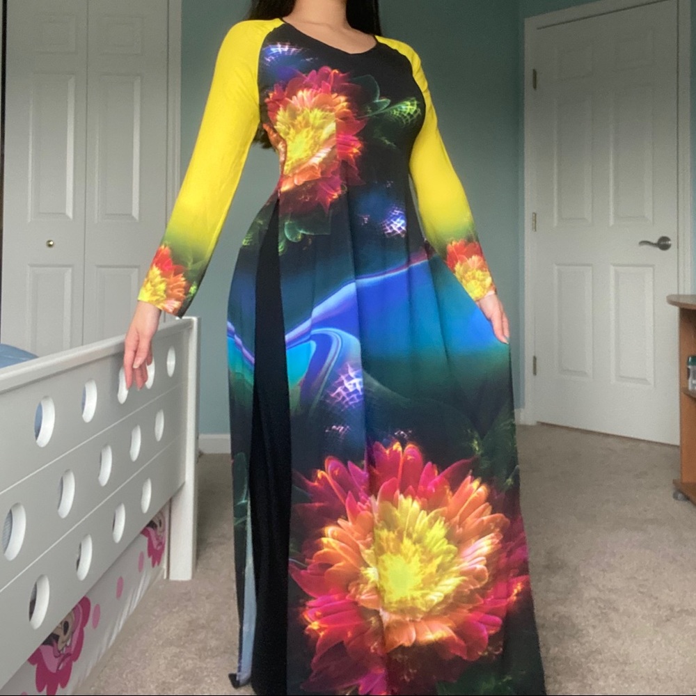 ✨Vietnamese Ao Dai Dress Floral Formal Gown